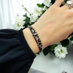 Ezera Bratara snur negru-argintiu Elysia 3 straturi Miyuki si Obsidian cu argint 925 (B3STRE-0010)