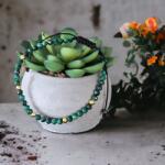Ezera Bratara Dama snur Miland din pietre semipretioase de Malachit natural cu accesorii din Argint (BMALVEG)