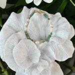 Ezera Bratara dama Lana din jad verde si perle naturale cu argint placat cu aur (BDLANAAG925)