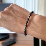 Ezera Bratara Snur dama din pietre naturale Aimee, cristale de Obsidian si Malachit cu accesorii din argint 925 (BSNOMVEG)