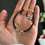 Ezera Bratara dama eleganta Tara din spinel negru cu malachit si argint placat cu aur (BDETARA)