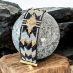 Ezera Bratara lata dama aurie cu negru si gri, impletita manual cu margele Miyuki, Charline (BMIYCHA)