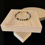 Ezera Bratara dama handmade din Obsidian Amina cu bilute din argint placat cu aur (BDOBSAMIN925)