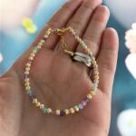 Ezera Bratara eleganta handmade dama Imani cu Ametist, Turmalina Roz, Amazonit cu bilute argint placat cu aur 925 (BDEIMANI925)
