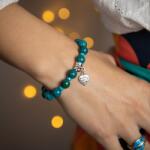 Ezera Clarissa, bratara handmade femei din pietre semipretioase Pheonix Stone cu charm inimioara Made with Love (EZBHMCLA)