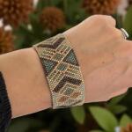Ezera Bratara lata Miyuki cusuta manual stil boho, inspirata de natura si tonurile pamantului (BLMBOHO)