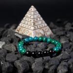 Ezera Bratara barbati Samar din pietre semipretioase Pheonix Stone si Obsidian, sfere de 8mm (BHMBSAM)