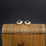 Ezera Cercei Kanya in forma de soare cu piatra druzy naturala, placati cu aur de 18K (CKAN)