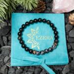 Ezera Arif, bratara barbati realizata manual din pietre semipretioase de Obsidian Negru si Obsidian SnowFlake (EZBHMARI)