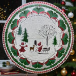 Ezera Visul de Iarna- Tablou pictat manual cu model mandala- 30 cm (C2061)