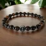 Ezera Bratara barbati Neel din Lemn de Santal cu Hematit si charm din inox (BBNEELINX)
