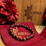 Ezera Bratara fete Karina din margele Cloisonne Rosii si Ochi de Tigru, margele de 8mm (EZHMKAR)
