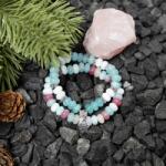 Ezera Set Dalia bratari handmade dama din Pietre Naturale Morganit cu charm Inima (EZBHMDAL)