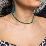 Ezera Colier Choker Vishal cu pietre sintetice de Malachit si Jad natural cu accesorii si sistem de inchidere din argint placat cu aur (CCVISH925)
