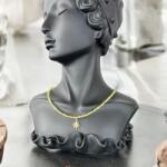 Ezera Colier choker femei Coronis din cristale de Peridot si argint placat cu aur (CCFCORON)