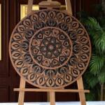 Ezera Frumusetea imperfectiunii-Tablou mandala unicat pictat manual pe suport de lemn, 60 cm (TMRGNM60)