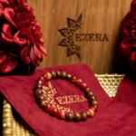 Ezera Bratara pietre semipretioase dama, Annissa, cu cristale din Ochi de Tigru si Cloisonne Rosu, sfere de 6 si 8 mm (BHMANN)
