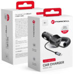 Forcell F-ENERGY Carbon CC50-1AC USB kábellel USB-C PD QC3.0, 3A, 38W, autós töltő, fekete