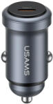 USAMS CC321 Aluminium, 30W, PD USB-C, autós töltő, szürke