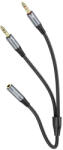 hoco. AUX 2in1 Jack 3, 5mm (female) 2 x Jack 3, 5mm (male) UPA21 0, 25m metal gray, kábel, szürke