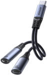 JOYROOM SY-C03 USB-C - 2x USB-C 2Az 1-ben DAC, adapter, fekete