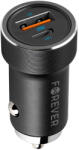 Forever CC-06 PD QC 1xUSB-C 1xUSB 20W, autós töltő, fekete