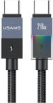 USAMS SJ777 PD 240W, USB-C - USB-C, 1, 2m, kábel, ezüst