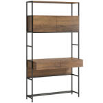 HomCom Birou pentru computer cu etajere și 2 sertare pentru home office, 185 cm înălțime, aspect lemn maro | Aosom Romania (836-711V00BN)