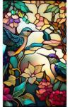 Davidami Concept Öntapadó ablakfólia napsugárzás elleni védelemmel, ólomüveg hatású, kolibri madarak mintával, DAVIDAMI CONCEPT®, mérete 100 cm x 60 cm (22DAV493)
