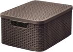Keter Style M Méretű Rattan Kosár, Fedéllel, 18L, Sötétbarna