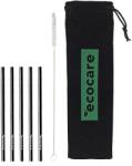 Ecocare hajlított fém szívószálak, fekete, 160 mm, 5 db