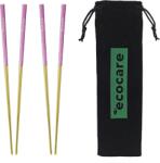 Ecocare Fém sushi pálcika tokkal, Gold-Pink, 4 db