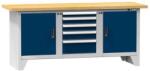 POLAK Moduláris műhelyasztal PS2-2M, 2000 x 700 x 880 mm, MULTIPLEX, szürke-sötétkék