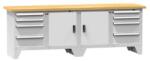 POLAK Moduláris műhelyasztal PS3-1, 2500 x 700 x 880 mm, BÜKK, szürkésszürke