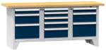POLAK Moduláris műhelyasztal PS2-6, 2000 x 700 x 880 mm, BÜKK, szürke-sötétkék