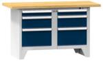 POLAK Moduláris műhelyasztal PS1-1, 1500 x 700 x 880 mm, bükk, szürke-sötétkék