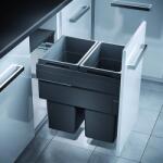 Hailo Cos de gunoi incorporabil Hailo Euro-Cargo 503.70. 332, 2 x 38 litri, corp 450 mm, cos plastic, finisaj antracit (503.70.332) Cos de gunoi