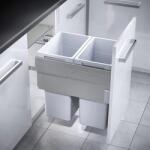 Hailo Cos de gunoi incorporabil Hailo Euro-Cargo 503.70. 565, 2 x 38 litri, corp 500 mm, cos plastic, gri deschis (503.70.565) Cos de gunoi
