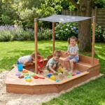 Pepita Nisipar cu bancă și acoperiș de umbră 150x80x80cm - Corabie de pirați - Maro (LQ-82)