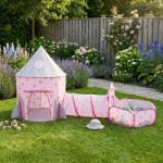 Pepita Cort de joacă Pepita cu tunel și piscină cu bile 325x135x105cm - Roz (KF-PT10535)