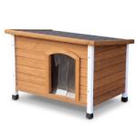Pepita Cușcă Izolată cu Acoperiș Plat pentru Câini 85x57x58cm M - Larice, Alb (DH-850)