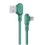 USAMS U57 adatkábel USB - microUSB 2A gyorstöltő 90 fokos cipőfűző 120cm SÖTÉTZÖLD SJ458USB02 (SJ458USB02)