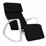 ModernHome Hintaszék, ModernHome TXRC-03, fekete, 97 x 58 x 65 cm, állítható lábtartó, fejtámasz, levehető huzat, fa és fém váz, 120 kg teherbírás (TF1059)