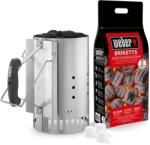 Weber RapidFire Szett: begyújtókémény; 2kg Weber brikett és 3 begyújtó kocka (17631)
