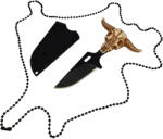 Depox Cutit tactic de vanatoare DEPOX®, Death Valley, 9.5 cm, negru, teaca cu lant inclusa (1242)
