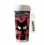 Termál bögre, nagy 530 ml, Fekete Macska, macskák, Pop Art Graffiti, acél (028981912976)