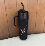  Thermo bögre termosz nagy kulacs fekete macska Pop Art vicces 1200 ml (812016013826)