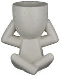  Kézzel készített matt világosszürke színű cement virágtartó figura - 15 cm (31779)