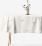 Goldea față de masă 100% bumbac - fundițe latte cu dungi - ovală 120 x 200 cm Fata de masa