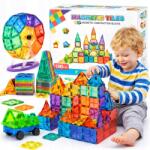 MALLE Nagy Mágneses Építőkockák Kreatív Mágneses Tiles 3D Szett 130 Db-os Ajándék (MALLE Klocki Magnetyczne 130)